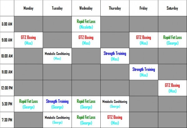 Boot Camp Schedule for Morganville, NJ - GTZ Members